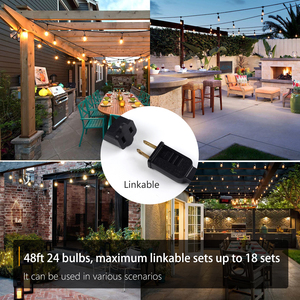 48 pies 24 piezas S14 bombillas comercial al aire libre impermeable LED guirnalda de luces para vacaciones y bodas decoraciones de jardín - Product Image 5