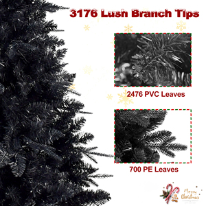 Árbol de Navidad Negro con Luces Preinstaladas, Decoraciones Navideñas Artificiales para el Hogar, Oficina, Decoraciones para Fiestas de Halloween - Product Image 6