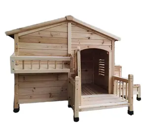 Sustainable Weatherproof Wooden Dog Shelter Medium To Large Sized Indoor Outdoor Doghouse Puppy Kennel Warm Pets House Winter