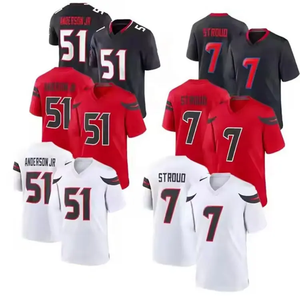 2024 yeni HTX takım erkekler 7 C.J. St51 51 Anderson küçük donanma beyaz kırmızı toptan üst amerikan dikili futbol forması - Product Image 1