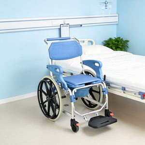 Chaise de douche médicale avec repose-pieds <span class=keywords><strong>pour</strong></span> <span class=keywords><strong>personnes</strong></span> handicapées, <span class=keywords><strong>pour</strong></span> bain et lit, fauteuil roulant portable <span class=keywords><strong>pour</strong></span> <span class=keywords><strong>personnes</strong></span> âgées, vente en gros - Product Image 5