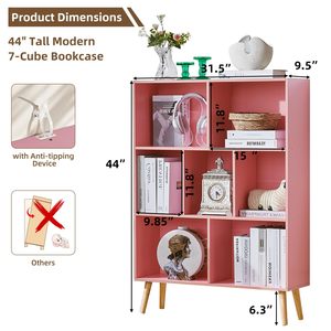 Özelleştirilebilir Taşınabilir Orta Boy Ahşap 3 Katlı 7 Bölmeli Oturma Odası Kitaplık Depolama Dolabı Çok Fonksiyonlu Ayaklı Raflar - Product Image 2