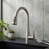 Robinet de cuisine moderne monocommande à poser, en acier inoxydable, avec valve en céramique, mitigeur chaud/froid monotrou pour évier de cuisine