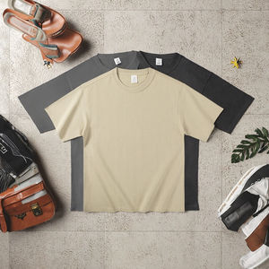 Camiseta Negra Extra Grande para Hombre, 400 GSM, 100% Algodón, Gruesa, Informal, Lisa, para Impresión Digital, Cuello Redondo, Logotipo Personalizado al por Mayor - Product Image 3