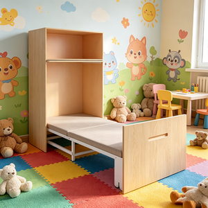 Cama <span class=keywords><strong>Litera</strong></span> Plegable de Alta Calidad para Niños Pequeños, Construcción de MDF Cómoda para la Siesta en Guarderías, Escuelas y Apartamentos - Product Image 3