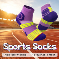 Chaussettes de sport fonctionnelles en polyester, mi-mollet, résistantes à l'usure, absorbant l'humidité, avec soutien de la voûte plantaire et amorti des chocs