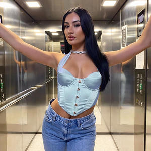 Gilet con reggiseno personalizzato a spina di pesce <span class=keywords><strong>Top</strong></span> in <span class=keywords><strong>raso</strong></span> con spalle scoperte abbigliamento da <span class=keywords><strong>donna</strong></span> Sexy elegante senza spalline <span class=keywords><strong>Top</strong></span> senza maniche senza maniche - Product Image 4