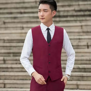Chalecos <span class=keywords><strong>de</strong></span> Restaurante Color Borgoña para Hombre, Uniformes <span class=keywords><strong>de</strong></span> Camarero, Chalecos Clásicos <span class=keywords><strong>de</strong></span> <span class=keywords><strong>Traje</strong></span>, Chaqueta sin Mangas para Caballero, Ropa <span class=keywords><strong>Formal</strong></span>, Chaleco <span class=keywords><strong>de</strong></span> Trabajo - Product Image 3