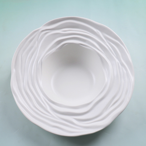 Plato de comida occidental Plato de pasta Platos irregulares Plato de cena de porcelana de hueso blanco Forma de Rosa orgánica irregular - Product Image 5