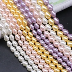 High Quality Loose White/Purple/Pink/Yellow Drop Shaped Glass Pearl Shell Beads For Jewelry Making