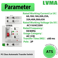 Interruptor de Transferencia Automática (ATS) LMS1-63NJT 220V 2P, Disyuntor Miniatura de Cobre 2P, Tipo PC 63A 10A 50/60Hz