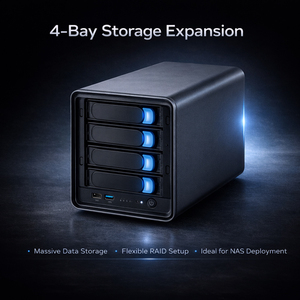 NAS 4 baies entièrement personnalisable, routeur avancé, mini serveur, PC de bureau barebone, CPU Celeron I5-10210U, 2x SSD, 4x HDD, 4x LAN - Product Image 1