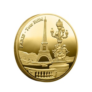 Giá rẻ tùy chỉnh <span class=keywords><strong>Eiffel</strong></span> tháp đồng xu 3D Kẽm hợp kim Paris lưu niệm mạ vàng quà Tặng mã thông báo sưu tập Huy chương đồng xu - Product Image 1