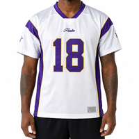Maillot de football d'été respirant de haute qualité, design américain, broderie patchwork, style streetwear classique, coupe ample bleue