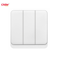 CNBW Interruptores de Luz Ultrafinos de 3 Vías y 1/2 Vía, Estándar del Reino Unido, 16A, con Material de PC, Estilo Moderno y Lujoso, Duraderos, 220-250V