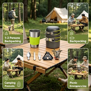 <span class=keywords><strong>Set</strong></span> da Cucina Portatile per Campeggio, Fornello a Gas Pieghevole con Pentola, Kit per Picnic e Cucina all'Aperto per 1-2 Persone - Product Image 4