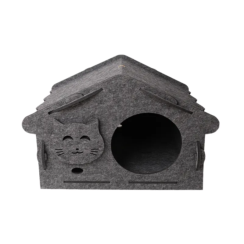 नया आगमन फ़ोल्ड करने योग्य ऊनी प्यारा डिज़ाइन पालतू गुफा बिल्ली घर, मैट आलीशान पालतू बिस्तर इनडोर के साथ
