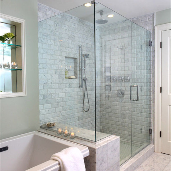 Prima Open Style Bathroom Shower Door Glass Excellent Quality with Aluminium Frame and Ceramic Tray for Hotels