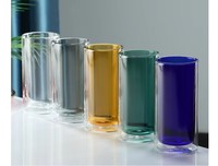 Verre borosilicate à double paroi transparent, isolé, écologique, minimaliste, 250 ml, fait main, compatible lave-vaisselle et micro-ondes, résistant à la chaleur
