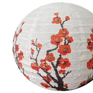 Red Cherry Paper Lamp Chinese Japanese Festival Paper Lamp Flower Ball Wedding Decoration Red Sakura Paper Lantern