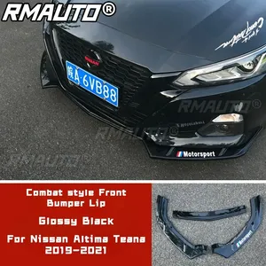 For Nissan Altima Teana 2019-2021 Body Kit Front Bumper Lip Glossy <b>Black</b> Red Line <b>Combat</b> Style Bumper Diffuser Car Accessories - Product Image 3