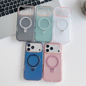Coque de téléphone antichoc Bumper Armor mate avec anneau magnétique et support 3-en-1 en PC et TPU pour iPhone 17 16 15 Pro Max - Product Image 1