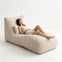 Fauteuils et canapés convertibles en corduroy haute densité, sans structure, avec mousse à mémoire de forme, grands fauteuils poufs et chaises longues