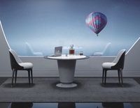 Table de conférence moderne en bois blanc de style science-fiction avec éclairage LED, vente chaude, mobilier de bureau de luxe moderne, salle de réunion, salle de conseil