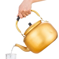 Bouilloire sifflante en aluminium jaune de 0,75 L avec poignée en bakélite pour la prière