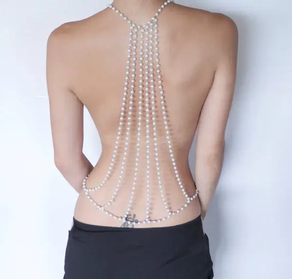 Grande marchio di moda Hot grazia di perle fatti a mano del corpo dei monili della catena posteriore erotica del corpo dei monili per le donne all'ingrosso