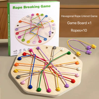 Jeu de société en bois premium 2-en-1 : défi de dénoulement de cordes et d'échecs magnétiques, améliore la concentration des enfants, jeu à long terme