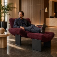 Fauteuil lounge Boucle avec ottoman, fauteuil d'appoint moderne en tissu doux, canapé de détente pour hall d'hôtel et salon