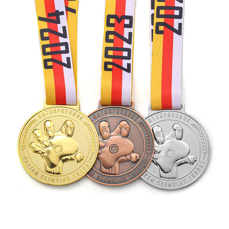 Medali Piala Panjat Tangan 3d Kustom Olahraga Penghargaan Logam