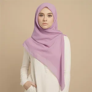 Foulard carré en mousseline de soie pour femme, foulard Hijab, mode malaisienne, grande taille, 110x110cm, luxe, nouvelle collection
