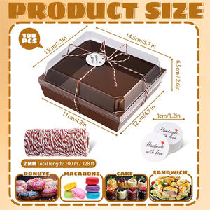 Boîtes à charcuterie avec couvercles transparents, contenants alimentaires en papier, boîtes à gâteaux à emporter, boîtes de boulangerie pour desserts, sandwichs, fraises - Product Image 2