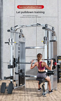 Máquina Smith Metálica Plegable Comercial con Pila de Pesas Doble - Equipo de Gimnasio Doméstico Todo en Uno para Culturismo