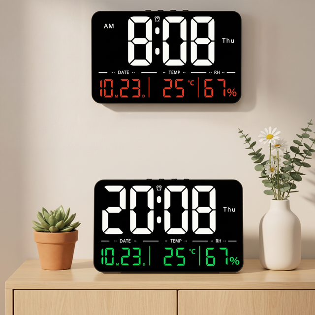 Factory Custom LED Digital Alarm Clock Desk Temperature Week Calendar Multifunction Remote Control Wall Table Alarm Clock