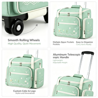 Sac à outils à roulettes personnalisé grande capacité en tissu Oxford 600D, multi-poches, sac à roulettes pour enseignant avec roues et bandoulière