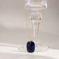 Collier Géométrique Délicat en Cristal de Guérison, Pendentif en Pierre Naturelle en Acier Inoxydable Étanche pour Femme, Cadeau d'Anniversaire