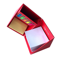 Boîte de bloc-notes mémo en papier kraft carré pliable personnalisée avec impression promotionnelle, avec porte-stylo