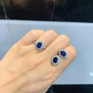 High-End Imitation Jewelry Sets Wholesale for Wedding & Party Platinum Plated Blue Treasure <b>Stud</b> <b>Earrings</b> - Product Image 3