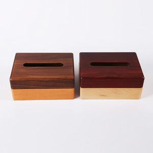 Caja de pañuelos de madera maciza, diseño moderno con empalmes de haya y nogal para uso en el hogar y la oficina - Product Image 3