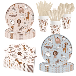 Juego de platos, servilletas y tenedores de papel con temática animal DAMAI para fiestas infantiles, vajilla desechable para celebraciones de cumpleaños. - Product Image 4