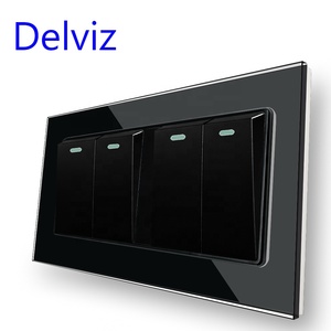 Delviz Bảng Công Tắc Kính Cường Lực, Bộ Điều Khiển Nguồn AC 110V ~ 250V Vuông 16A, Công Tắc Đèn Tường Nút Nhấn 4 Gang <span class=keywords><strong>2</strong></span> Chiều - Product Image 3