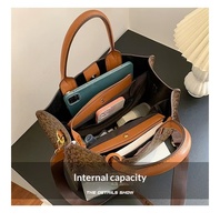 Sac fourre-tout tendance en PU avec fermeture éclair, grande capacité, sac à main à la mode, sac bandoulière polyvalent, sac à bandoulière large pour femme