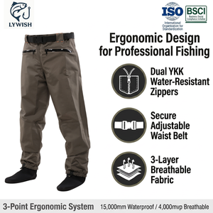 Pantalon de pêche et de randonnée en nylon unisexe léger, respirant, imperméable avec coutures thermosoudées pour activités aquatiques en extérieur - Product Image 2