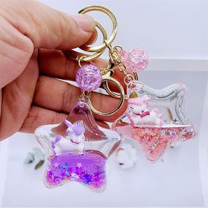 Creative Acrylic Liquid Keychain Unicorn Daisy <b>Floating</b> Keychain Charm Bag Pendant Kids Gift - Product Image 2