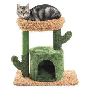 Cactus Shaped Indoor Cat Tree Tower Large Padded Top Perch Kitten Condo House Cat Scratching Post Cat Climbing Frame