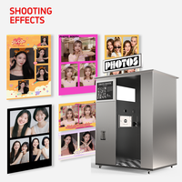 Cabina de Fotos Automatizada de Acero Inoxidable, Máquina Expendedora de Fotos de Autoservicio con Cámara e Impresora Térmica