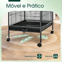 Cage à oiseaux spacieuse à toit ouvert, structure en fer, roues à 360 degrés, design classique/moderne, plateau de rangement amovible pour oiseaux de taille moyenne